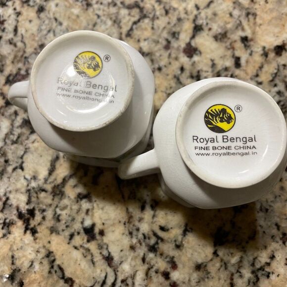 Royal Bengal Fine Bone China Flower Espresso Mug Pair, 2 small mugs, MOD RETRO - Picture 3 of 10